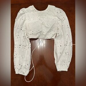 Zara White Eyelet Blouse